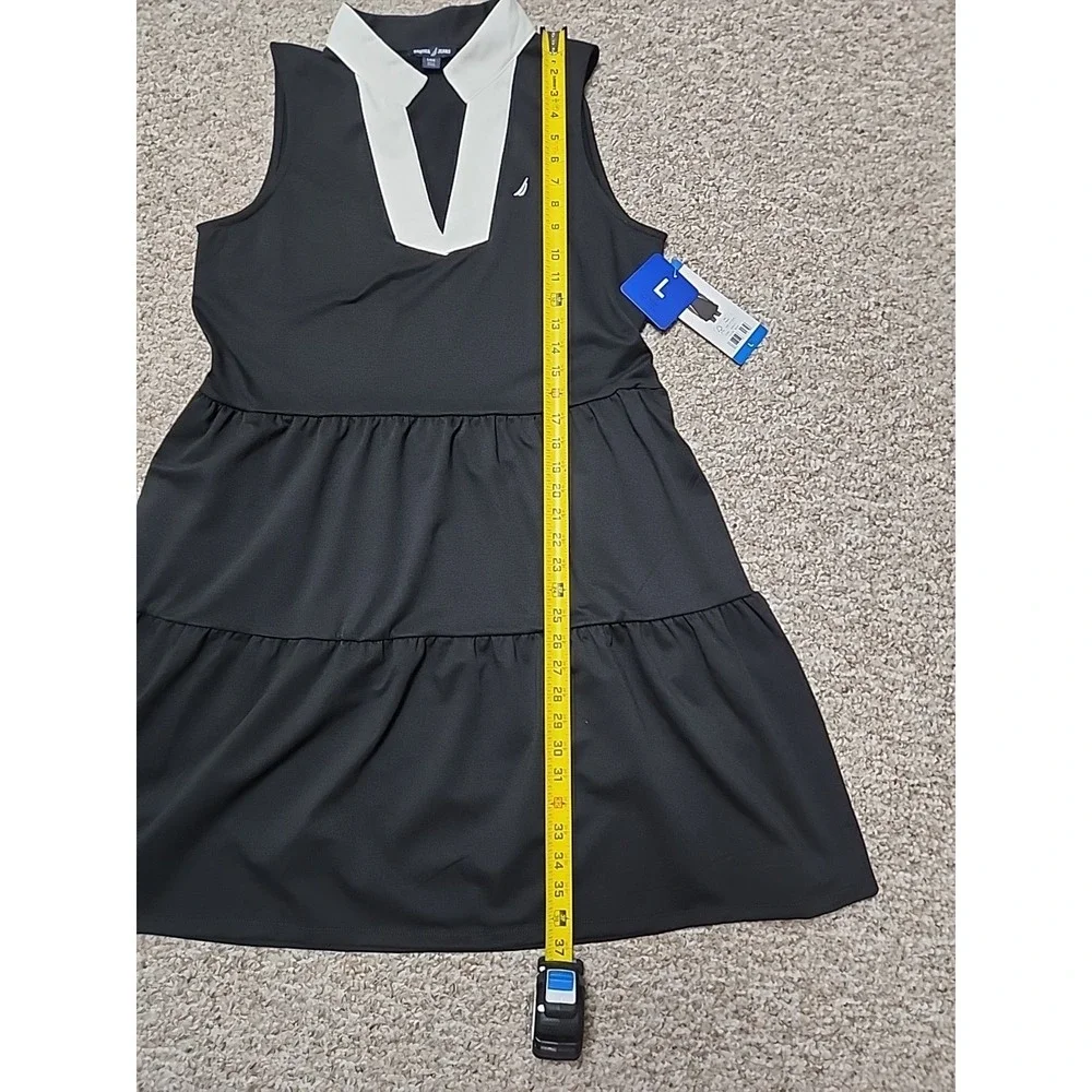 Nautica Jeans Women's Tiered Dress,‎ Black, Large, NWT